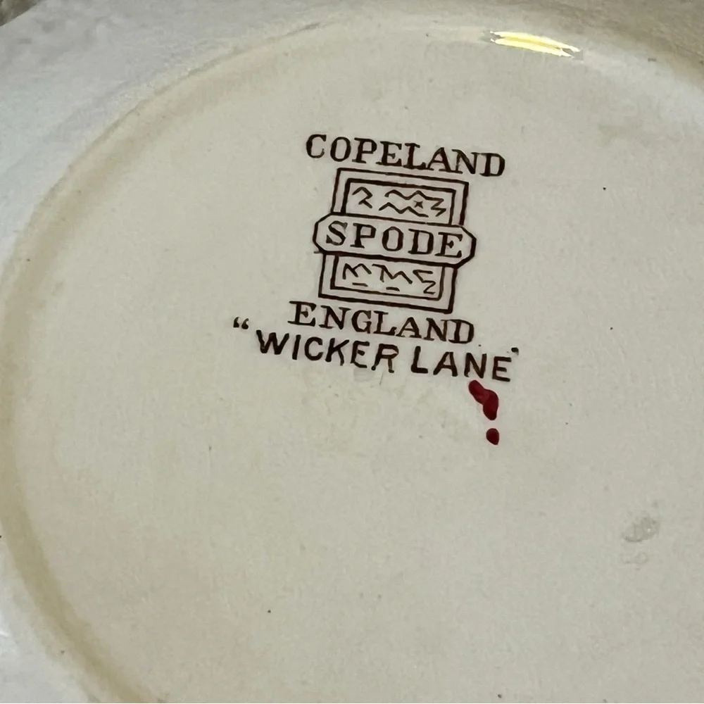 Spode Wicker Lane Basket Weave Copeland Trinket Tray Sauce Bowl England Floral